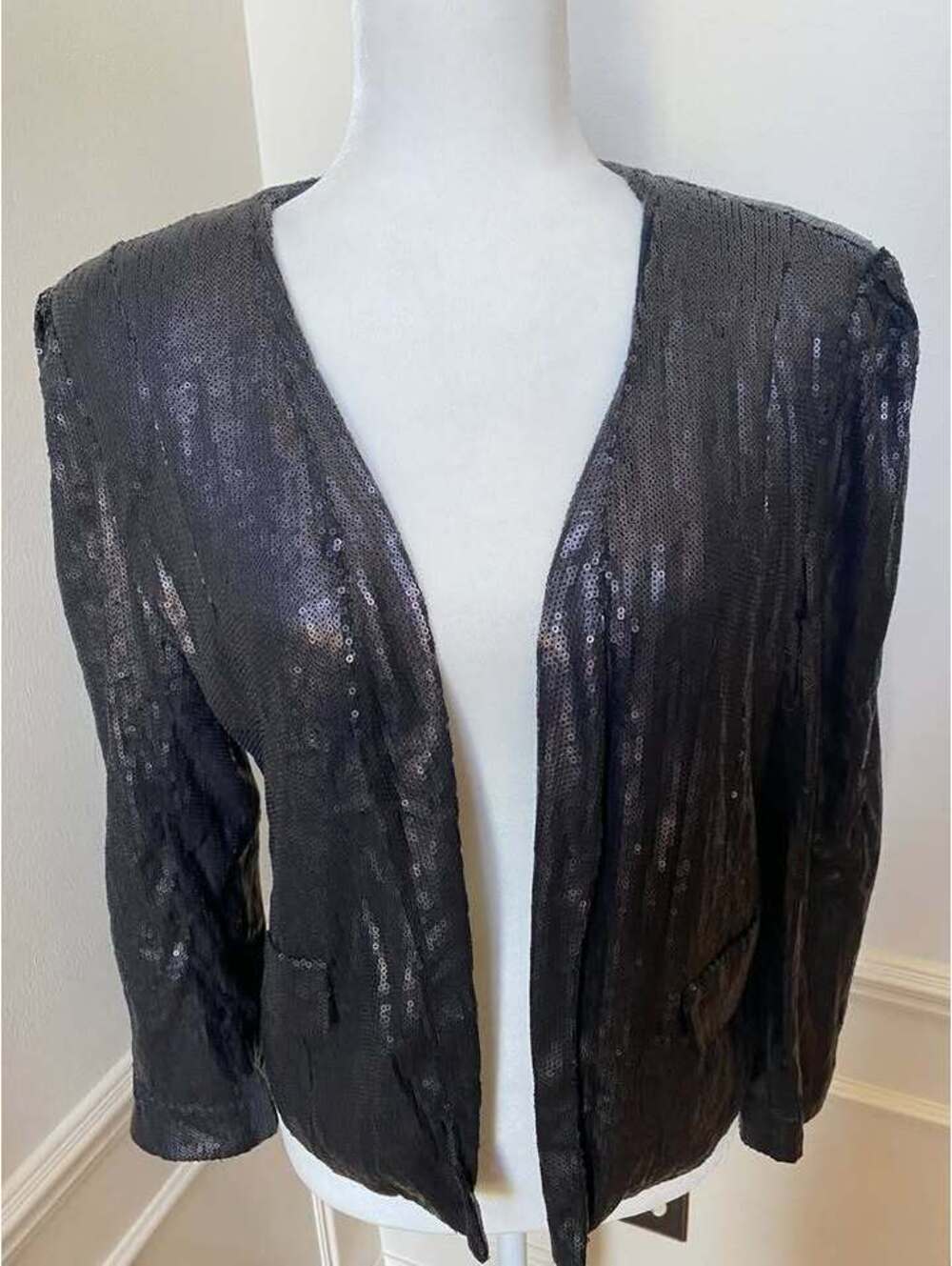 Aqua Sequin large jacket open front Top #63